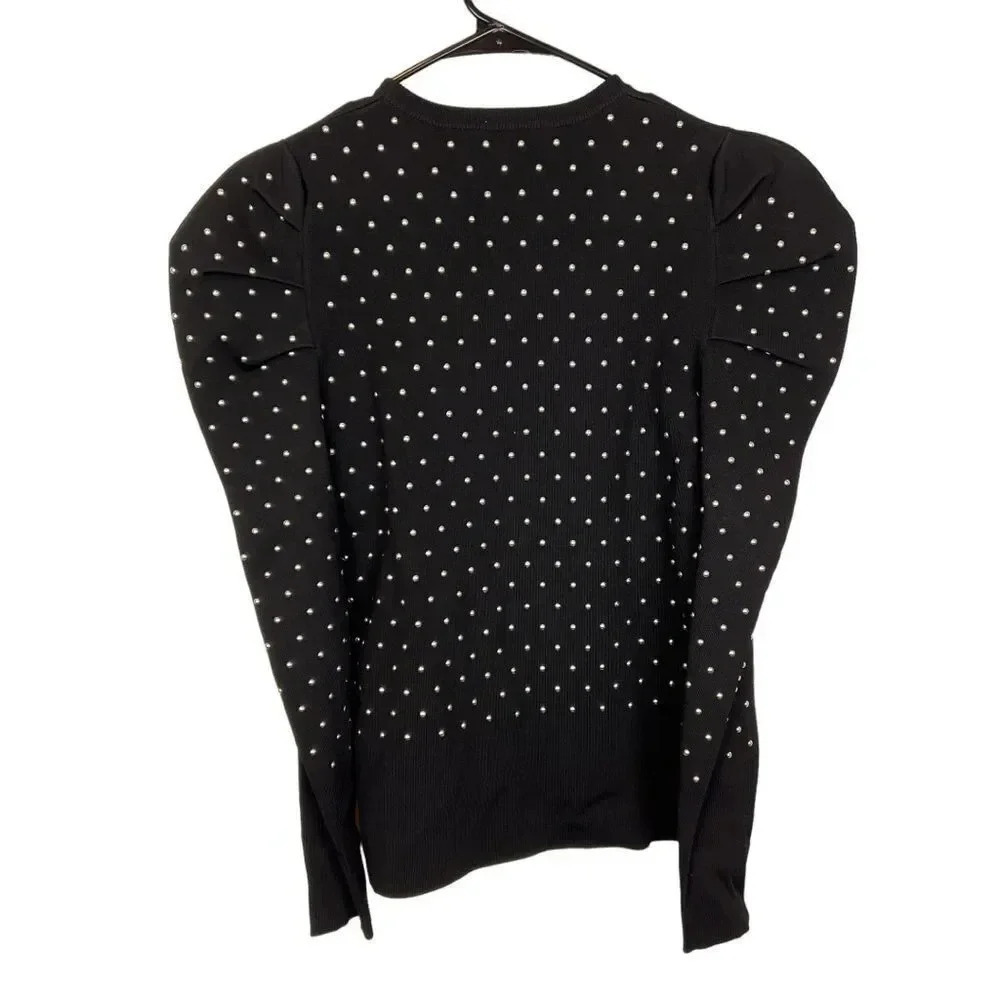 Apparalel Black Puff Shoulder Top Size L - Picture 4 of 16